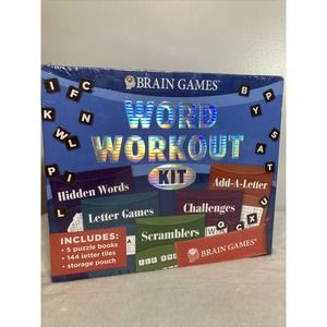 Brain Games Word Workout Kit Puzzle Books Letter Tiles Storage Unopened
